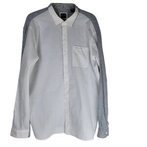 Armani Exchange Men's Button Down Shirt XXL White Gray Two Tone Long Sleeve